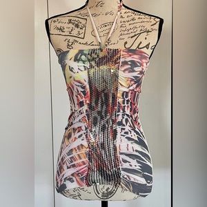 Vintage 00s Wet Seal Sequined Halter Top - One Size